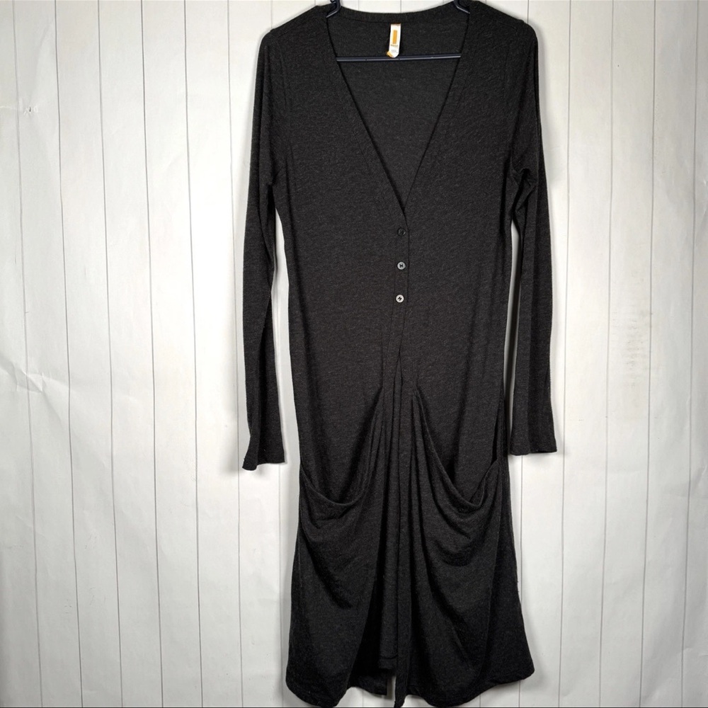 Lucy Gray‎ Polyester/Wool Long Duster Button Cardigan Cozy Loungewear Layering M